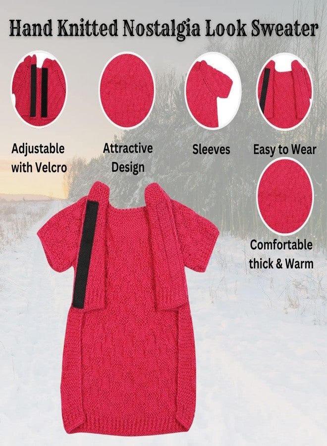 WiggleBoo Limited Edition for Pug Dog || Classic Hand Knitted Winter Sweater/Jacket || Specially Designed || Ultra Warm || Stylish Design || Comfortable & Soft Fabric (Pink) - Image 5